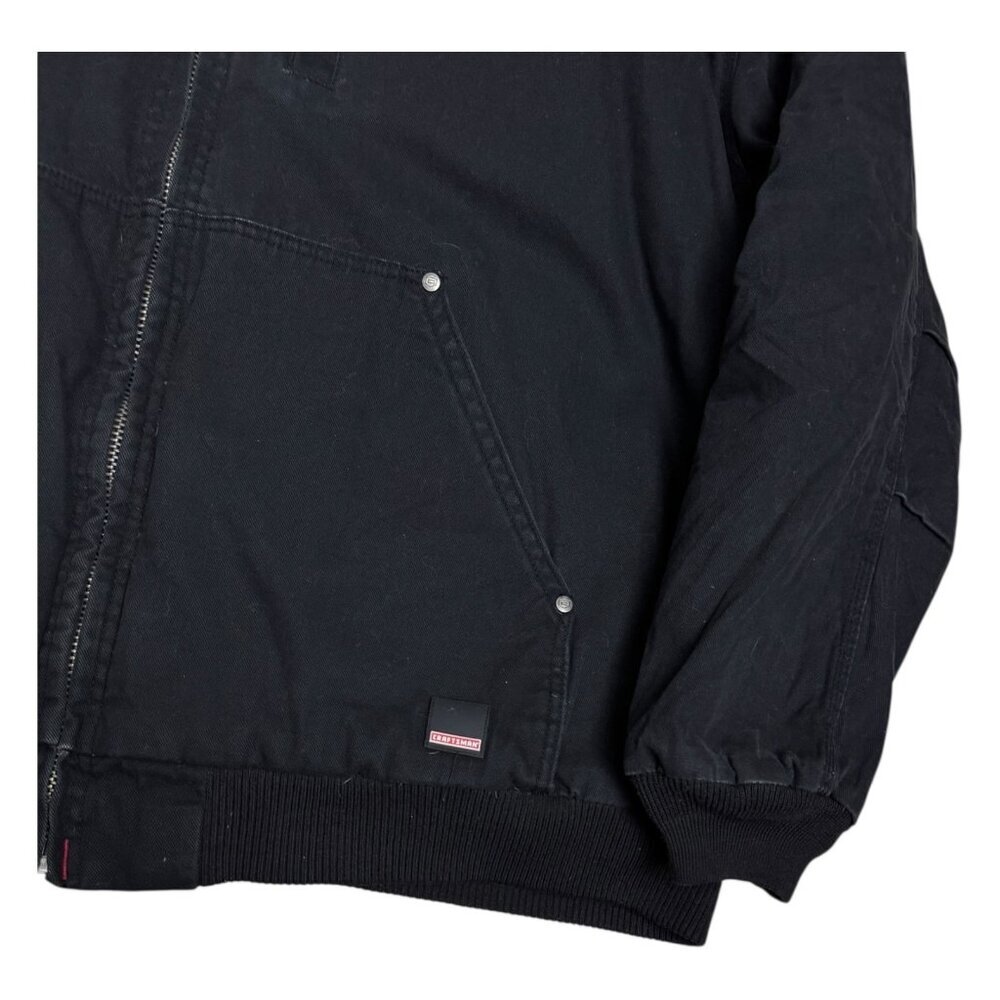CRAFTSMAN Coat Black Canvas Quilted Hood Bomber Work Winter Jacket Mens 2XL - Picture 5 of 7